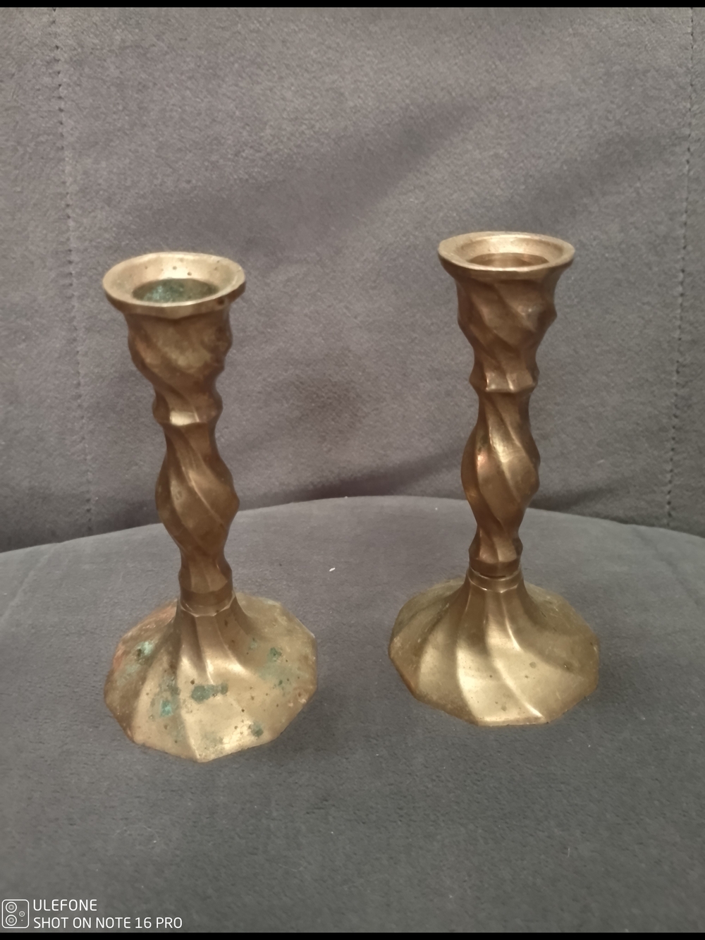 Brass Twisted Stem Candle Holders - Gold Color